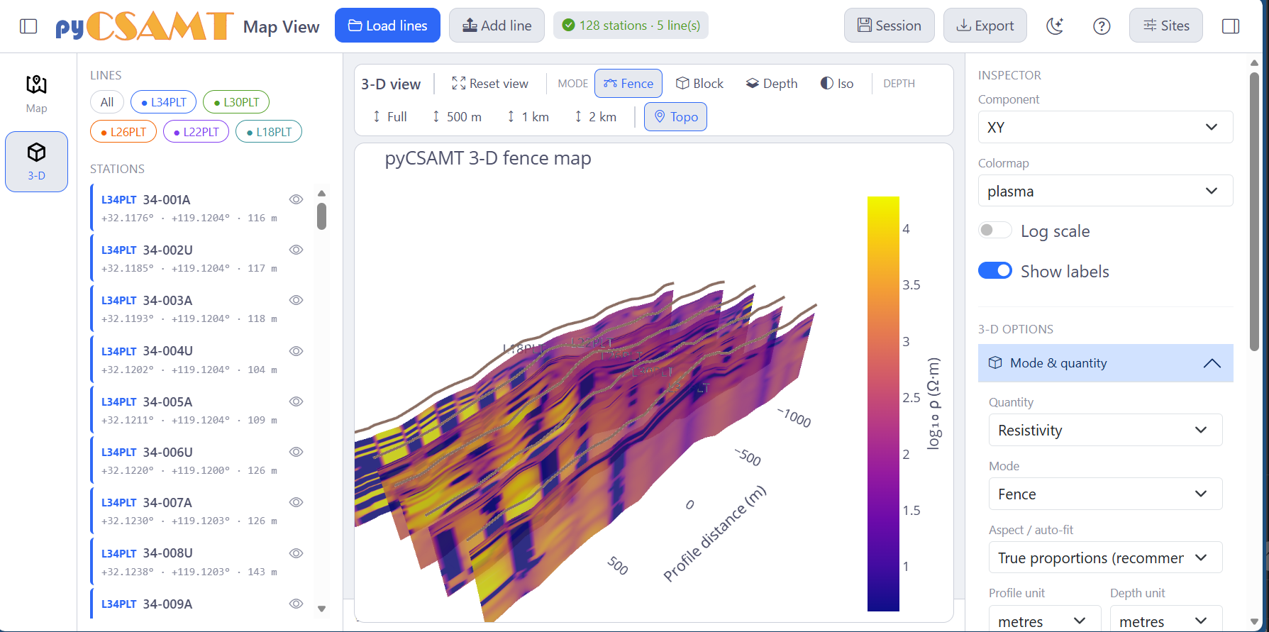 MapView 3-D fence map with draped topography