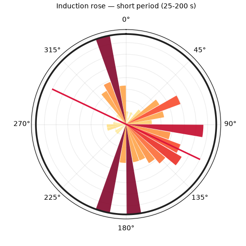 Induction rose — short period (25-200 s)
